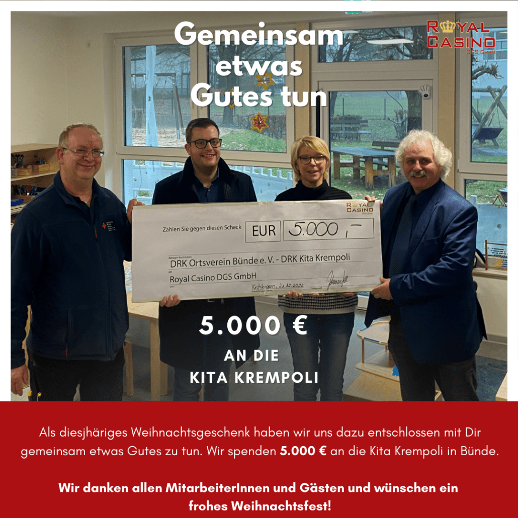 Scheckübergabe über 5.000 Euro an die Kita Krempoli